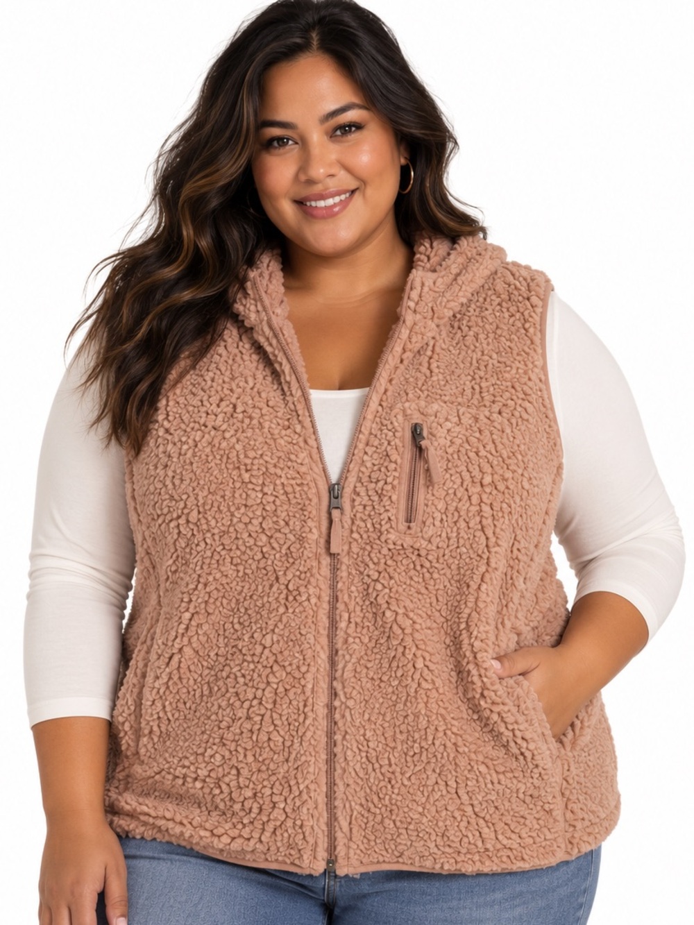 Weatherproof Vintage Women's Comfy Hooded Sherpa Vest